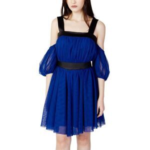 Hanny Deep Blue Polyester Midi Women's Dress